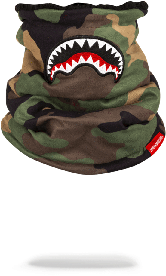 Sprayground- Camo Shark Neck Warmer Ski Mask - Sprayground Neck Warmer (900x1148), Png Download