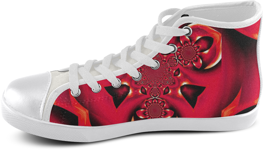 Red Fire Flower Mandal 1 Women's High Top Canvas Shoes - Custom Odd Future Shoes (1000x1000), Png Download