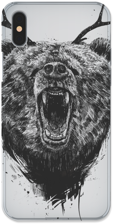 Case Transparente Angry Bear With Antlers De Balázs - Bear With Antlers (800x800), Png Download