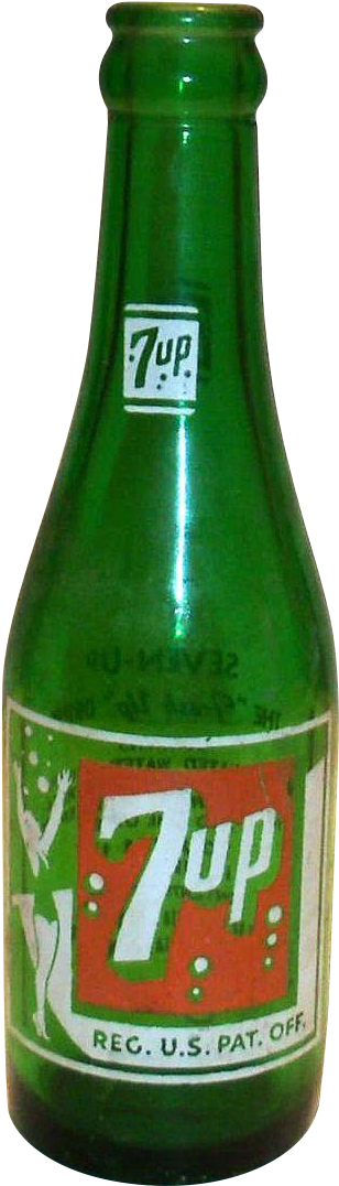 Vintage Green Glass 7up Bottle With Swimsuit Girl On - Seven Up (1075x1075), Png Download