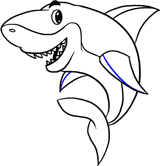 678 X 600 13 - Easy Cartoon Shark (678x600), Png Download