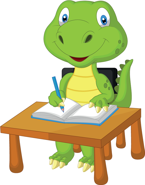 Dino-study - Cartoon Dinosaur At School (800x800), Png Download