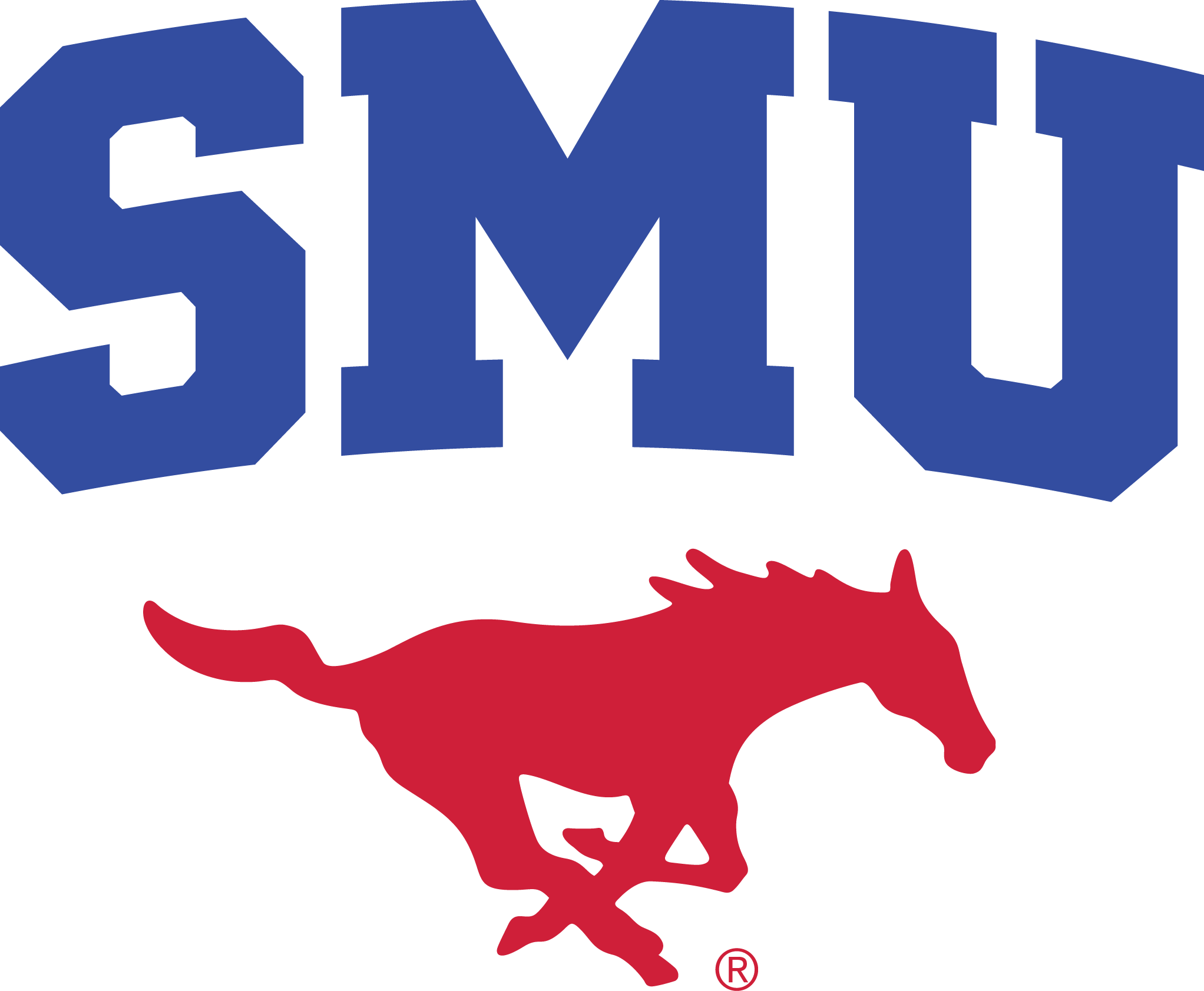 Red And Blue - Smu Mustangs (2044x1683), Png Download
