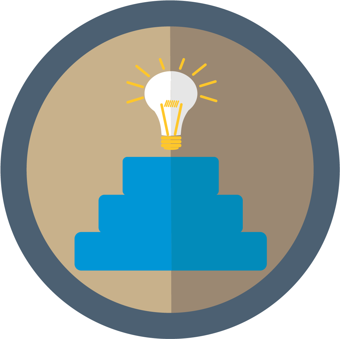 Circle Icon With A Lightbulb At The Top Of A Stair-step - Strategic Initiatives Icon (1667x1250), Png Download