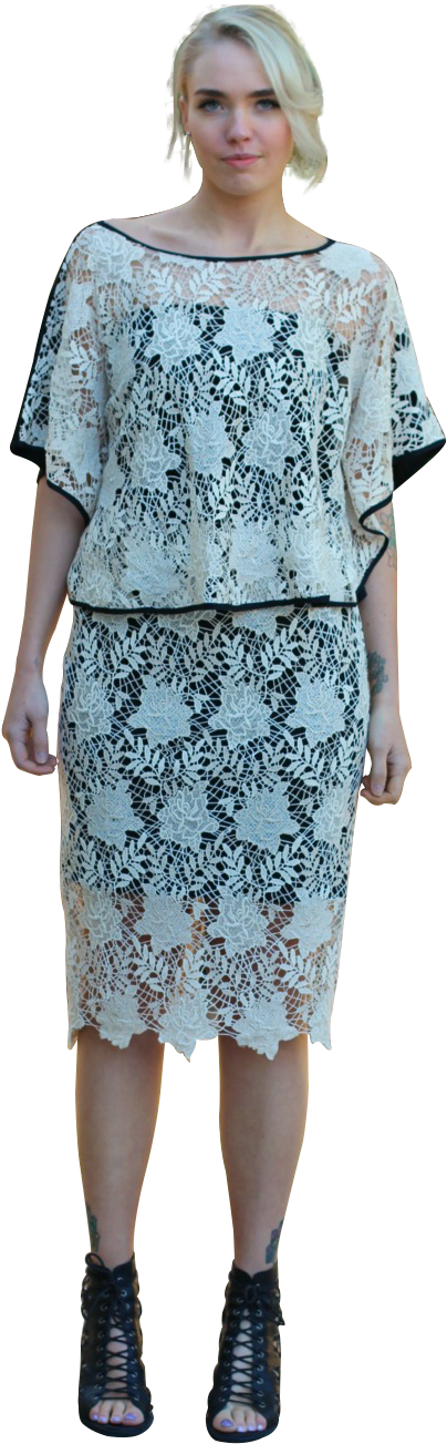 Aria Gold Lace Kaftan Style Top - Day Dress (1000x1500), Png Download