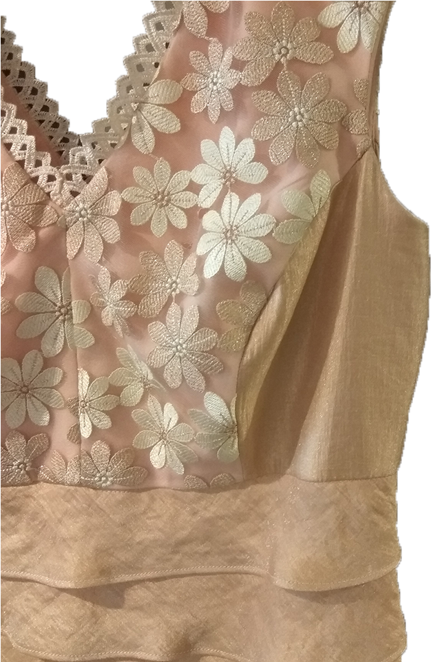 Gold Short Dress With Leaves And Lace - Cocktail Dress (960x960), Png Download