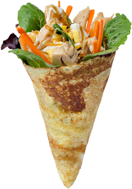 Eight Turn Crêpe - Savory Crepe In A Cone (495x746), Png Download