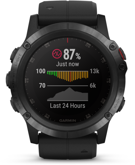Garmin Fenix 5x Plus Sapphire, Black With Black Band - Fenix 5x Plus Sapphire (1024x663), Png Download