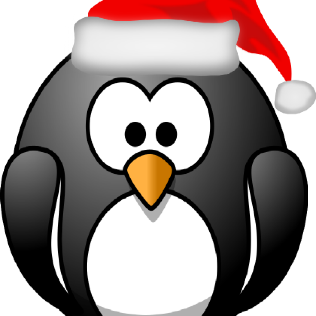 Penguin Clipart Black And White Christmas Penguin Clipart - Christmas Cartoon Penguin (1024x1024), Png Download