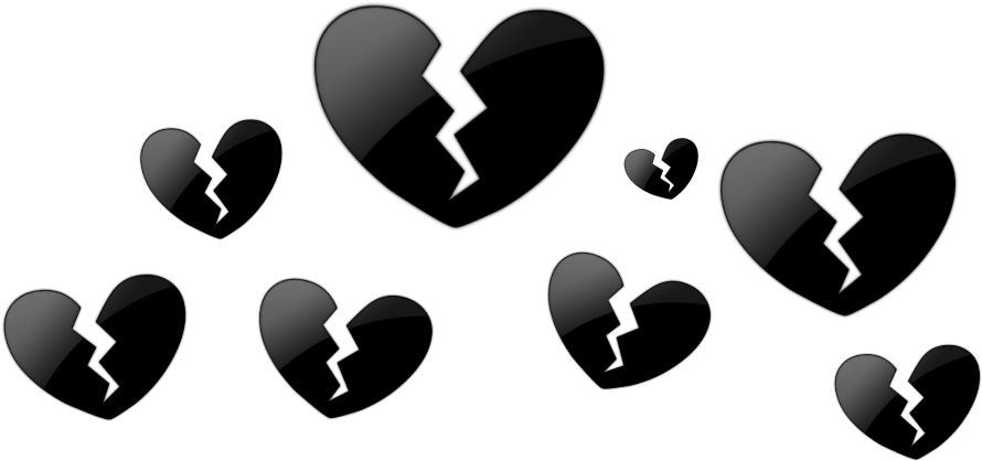 Blackheart Sticker - Broken Heart Black And White (1024x1024), Png Download