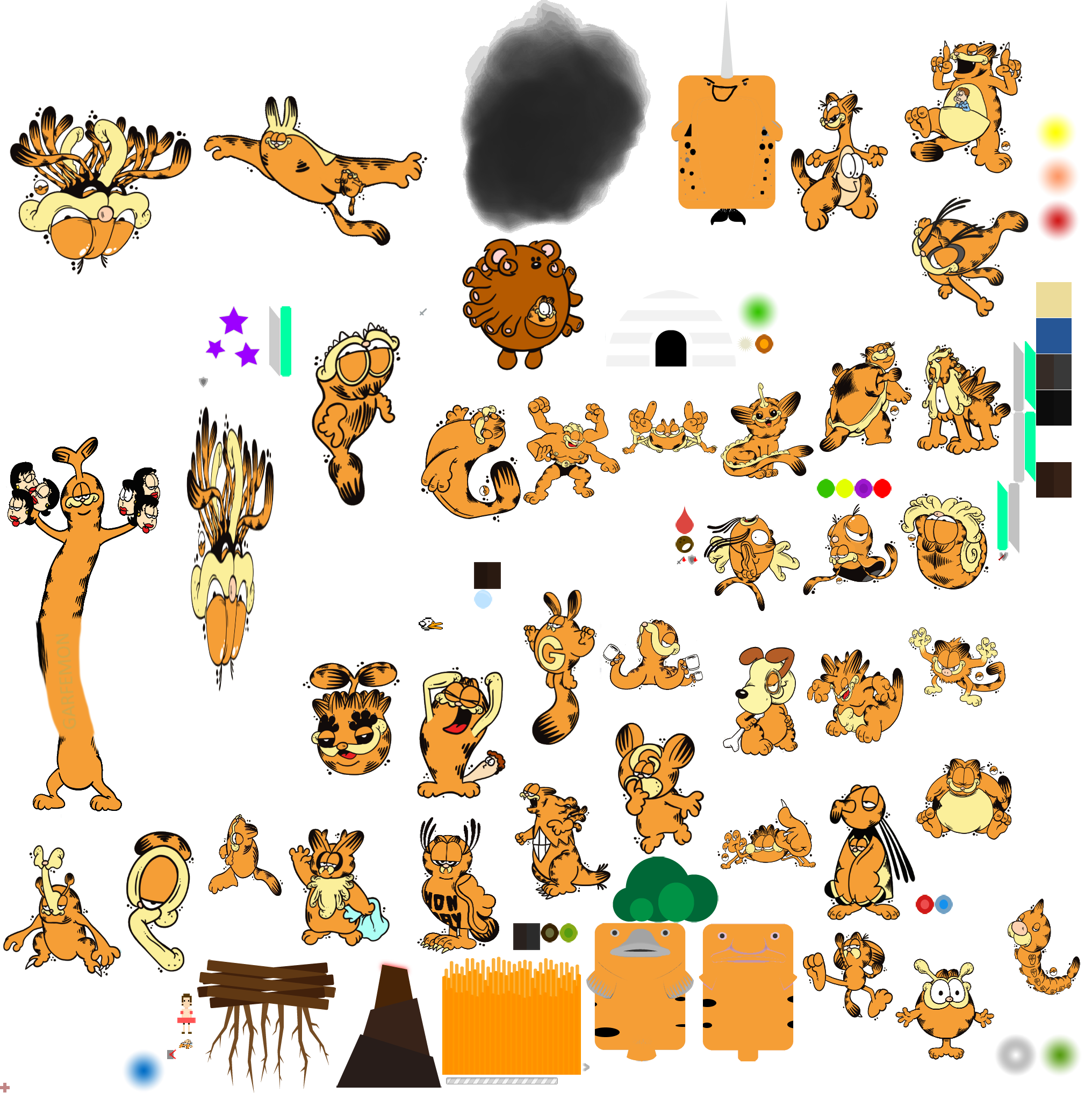 Garfemon Asset Pack Took Me About 2 Hours And 30 Min (2032x2034), Png Download