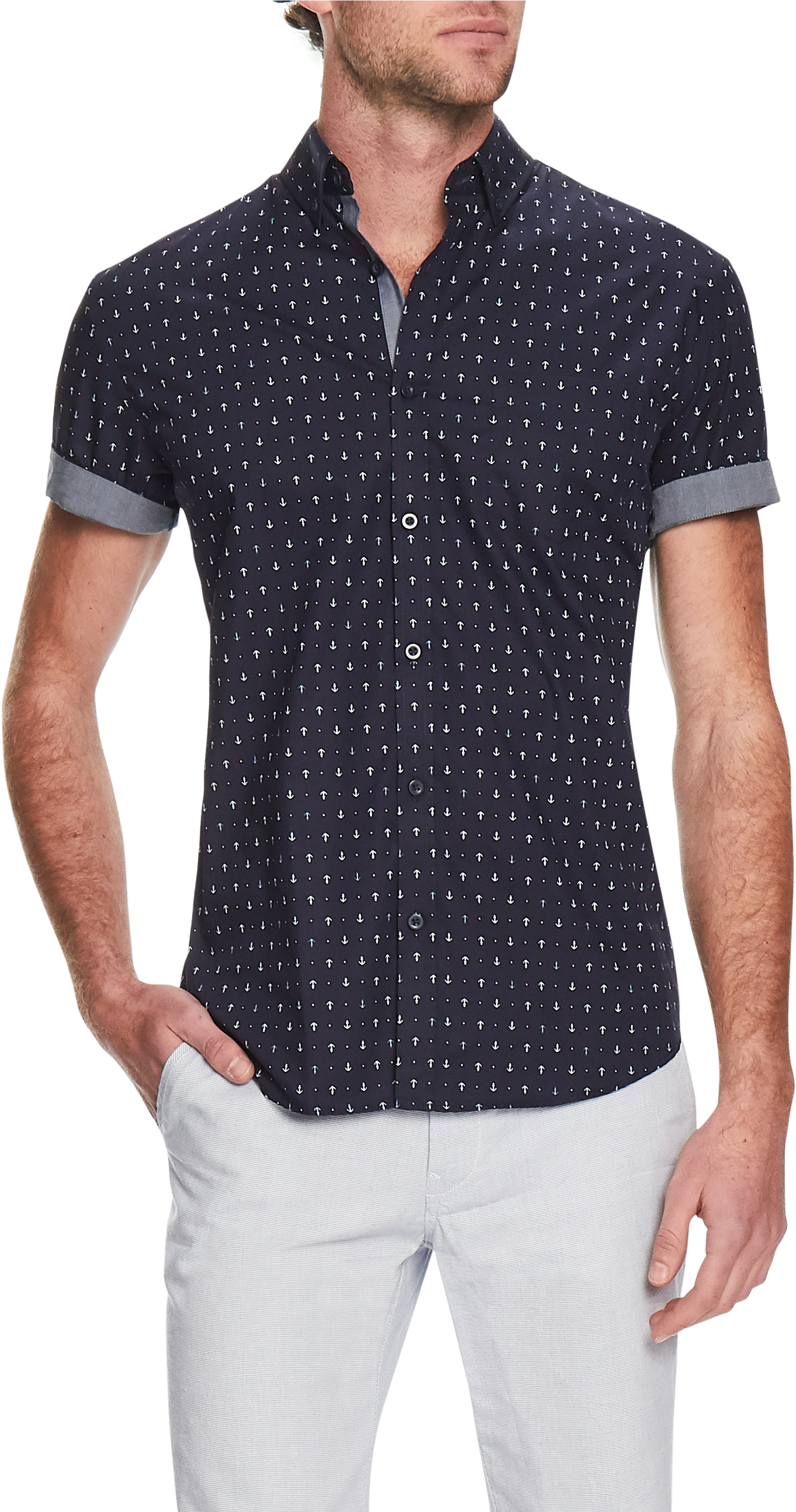 Blue Anchor Print Shirt - Gentleman (3000x3000), Png Download