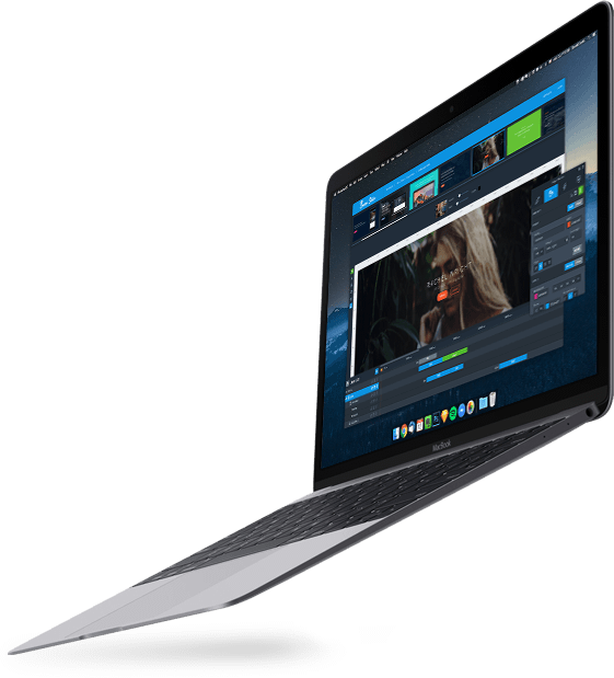 T H E P A R T I C L E E F F E C T I S A S T U N N I - Flying Laptop Mockup Png (561x619), Png Download
