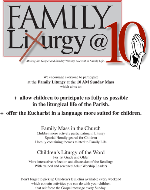 Each Sunday The Family Mass At - Graphic Design (577x676), Png Download
