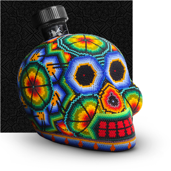 Huichol - Sugar Skull Tequila Bottles (574x563), Png Download