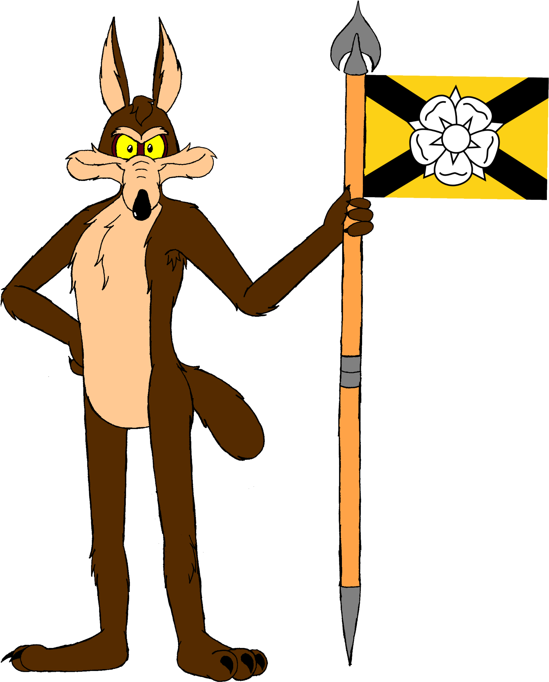 Coyote With Flag - Cartoon (2000x2369), Png Download