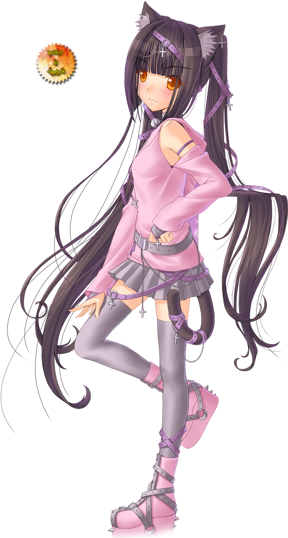 Demande De Render - Anime Cat Girl Sister (1000x1825), Png Download