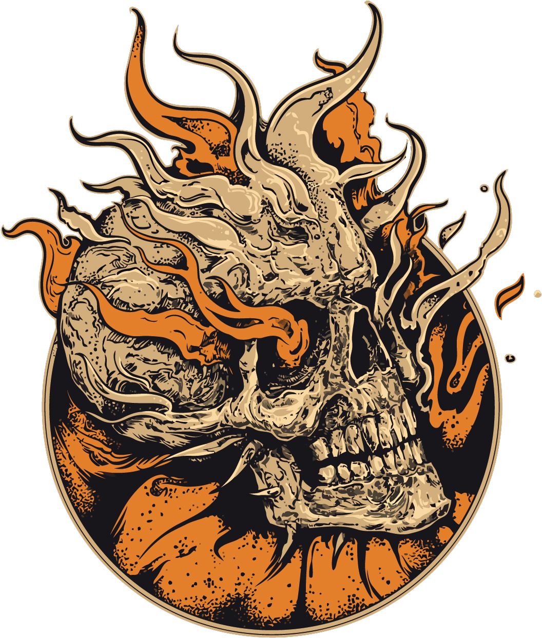 Art Skeleton Skull Illustration Vector Flame Human - Tengkorak Api Png (1071x1500), Png Download