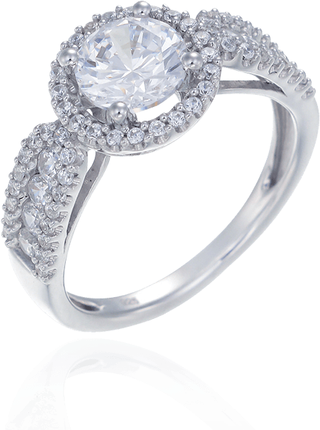 Graceful Royal Design Halo Ring - Ring (750x750), Png Download