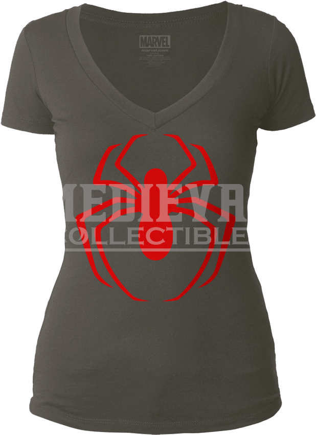 Womens Spider Man Red Logo V Neck Tee - Active Shirt (850x850), Png Download