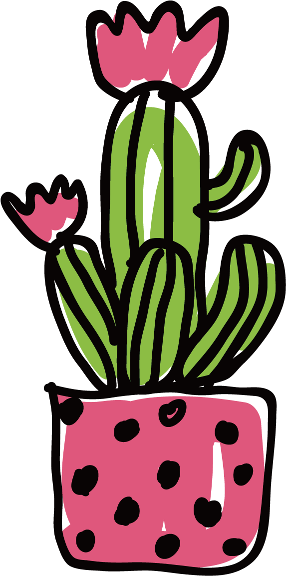Vector Cactus Flower Illustration - Cute Cactus Transparent Background (573x1152), Png Download