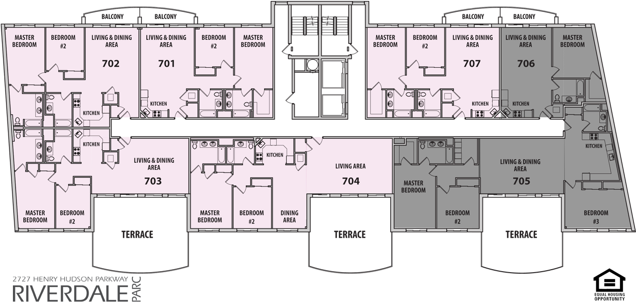 2 Bedroom - Riverdaleparc - Floor Plan (1280x617), Png Download