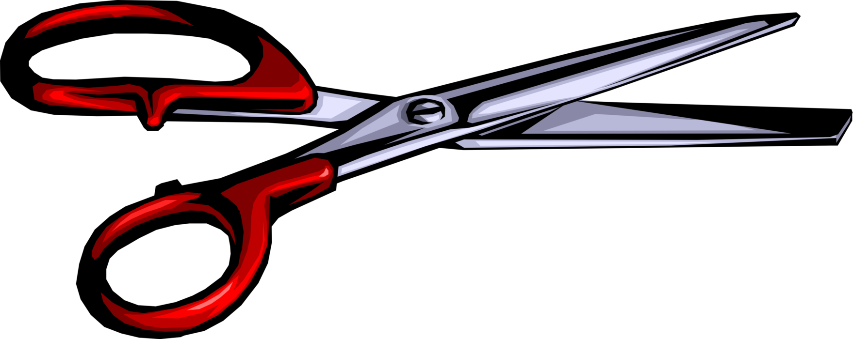 Vector Illustration Of Scissors Hand-operated Shearing - Scissors (1758x700), Png Download