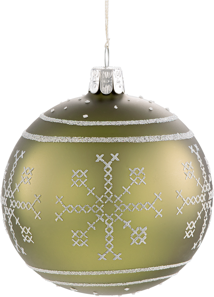 Christmas Bauble Green With White Pattern, - Christmas Ornament (1000x1000), Png Download