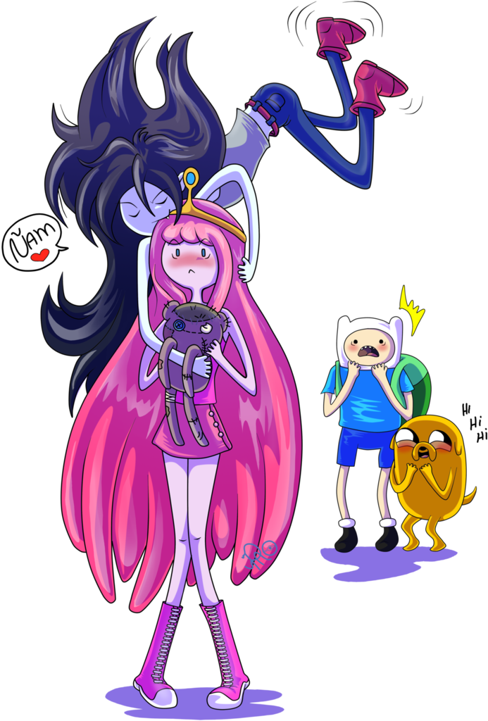 Adventure Time,время Bubblegum,бубльгум - Finn Bubblegum Marceline (732x1091), Png Download