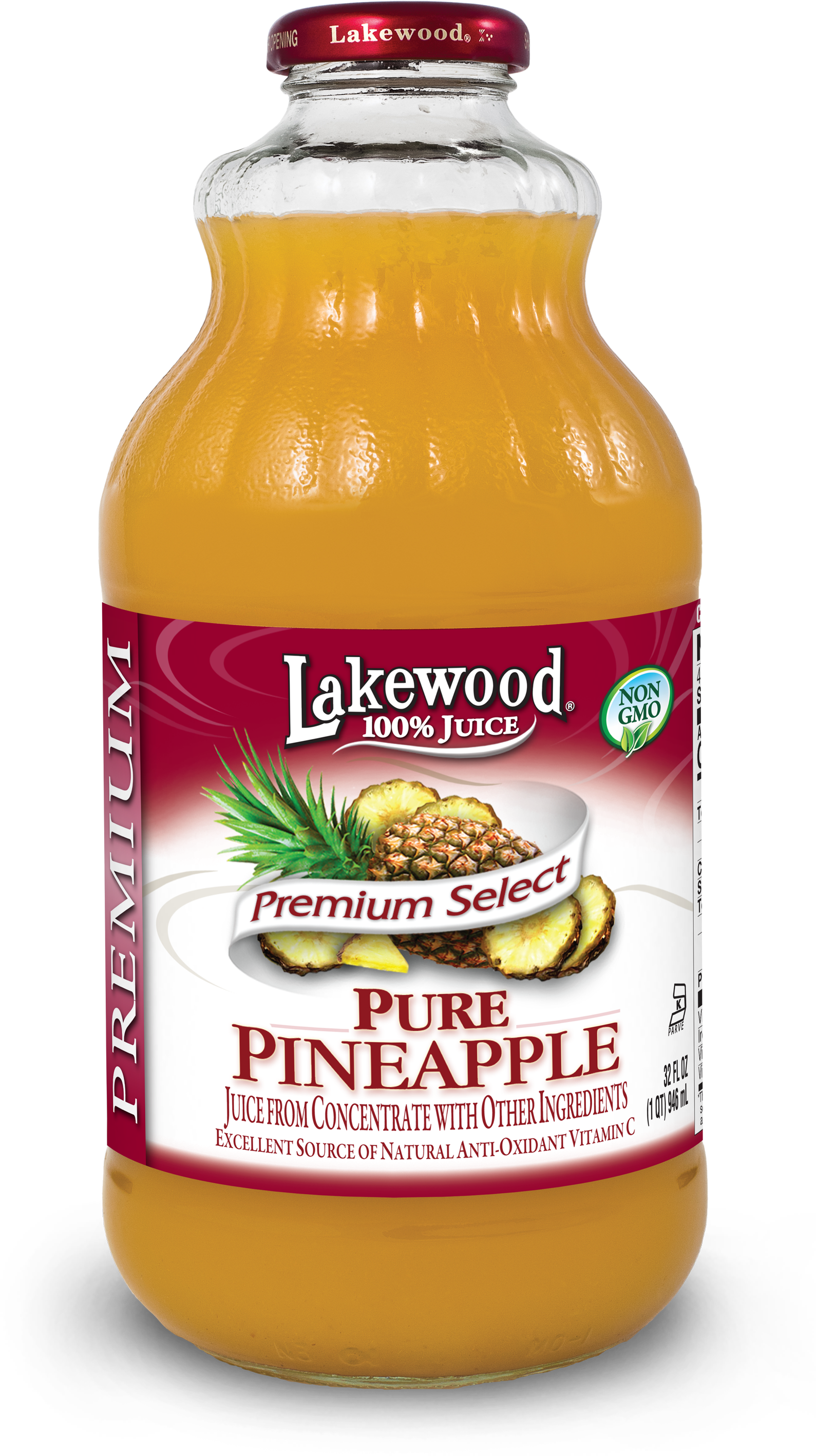 Lakewood Premium Pure Pineapple Juice, 32 Ounce (pack - Cranberry Juice Pure (1619x3000), Png Download
