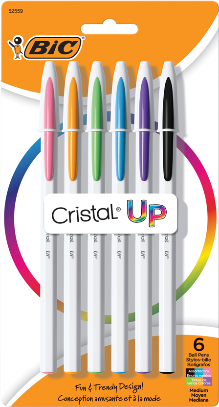 Bic Cristal Up Ball Point Pens Medium Point Assorted - Bic Cristal Up Pen (850x850), Png Download