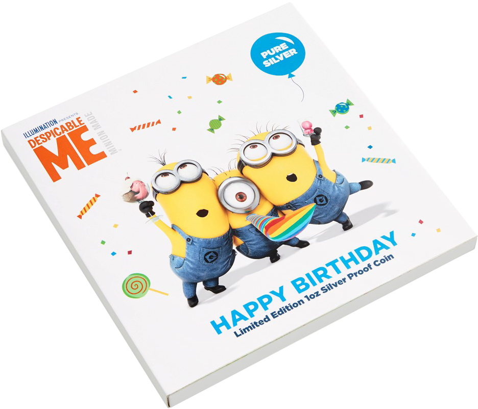 2019 $2 Minion Made Happy Birthday 1oz Silver Proof - Minions (1080x1080), Png Download