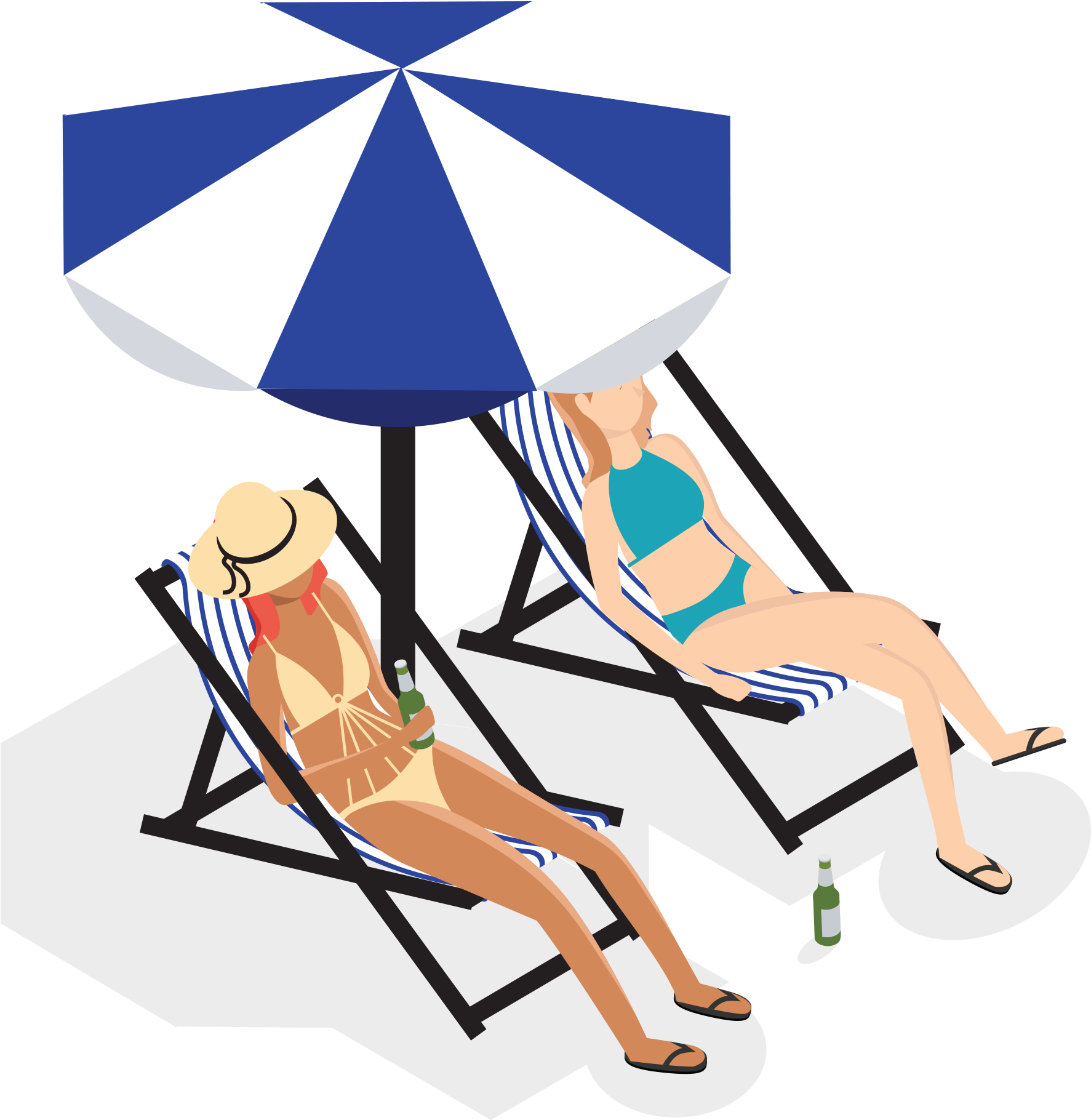 Animated Cartoon Characters - Beach Umbrella Isometric (1772x2953), Png Download
