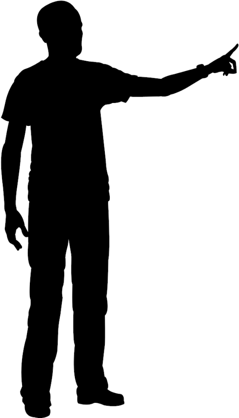 Person Pointing Silhouette (502x856), Png Download