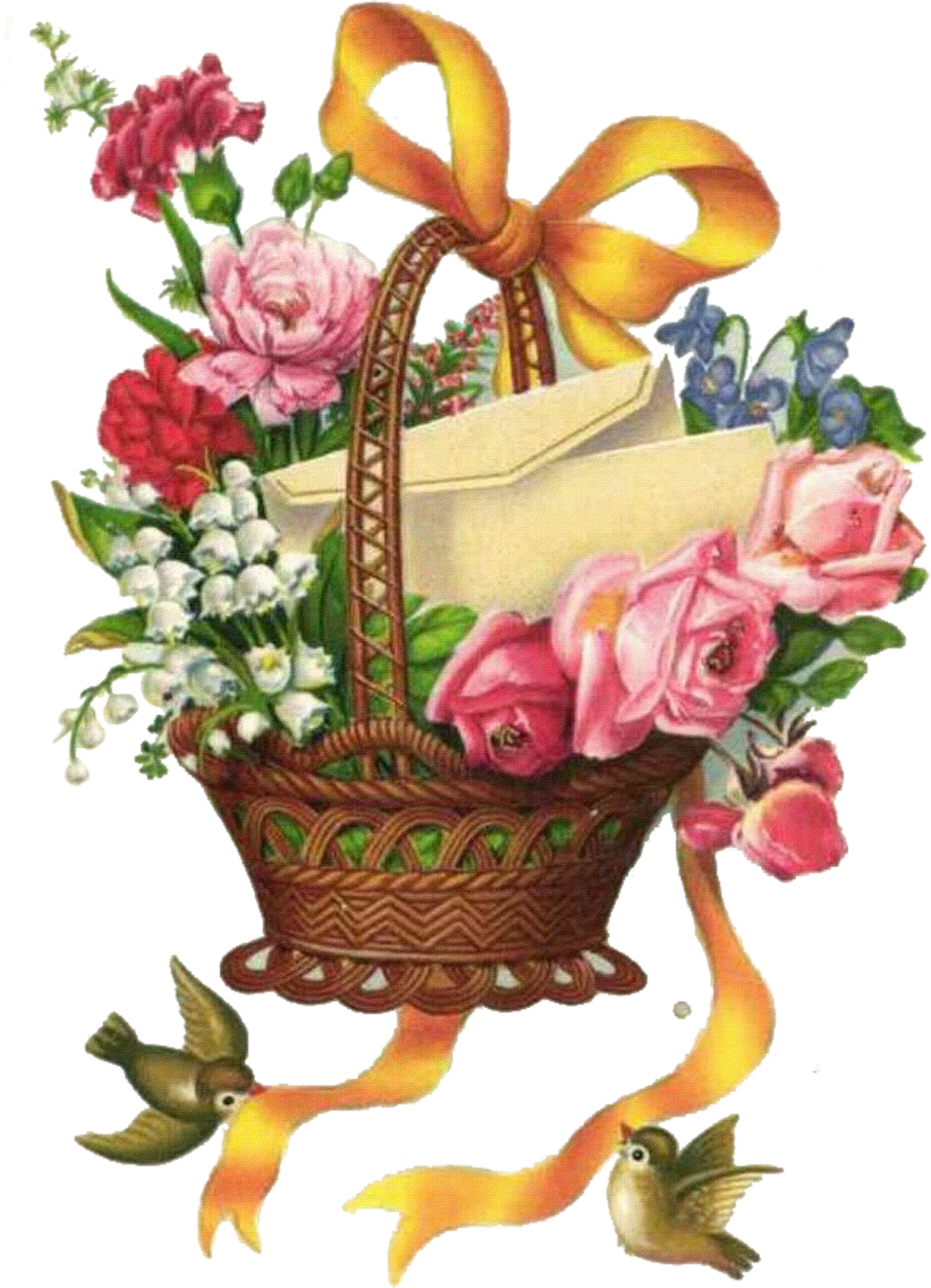 Vintage Flower Drawing - Vintage Flowers Bouquets Drawings Clipart (2205x3071), Png Download