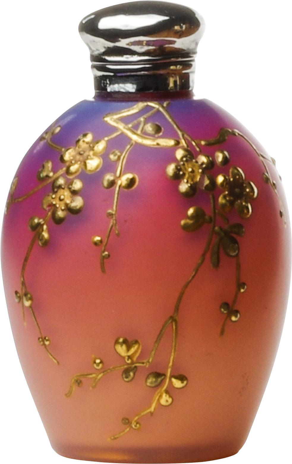 Silver Mounted Peachblow Glass Perfume Bottle With - Vase (1559x1559), Png Download