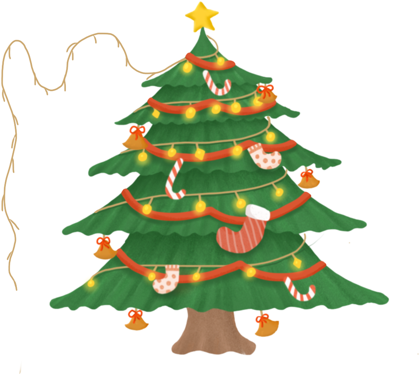 Fresh Hand Drawn Winter Christmas Png And Psd - Christmas Tree (2000x2000), Png Download