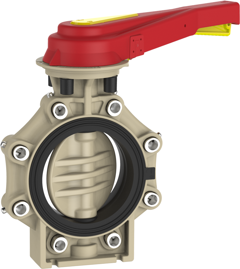 Praher K4 Butterfly Valve Lugtype Pp Hand Lever, Beige, - Butterfly Valve (1200x1200), Png Download