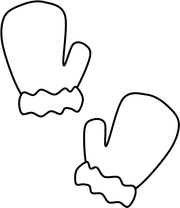 Mittens, Fur Cuff, Black And White, Png - Illustration (816x1056), Png Download