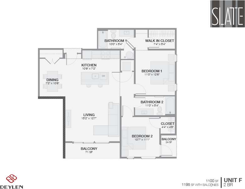 Unit F - Floor Plan (793x612), Png Download