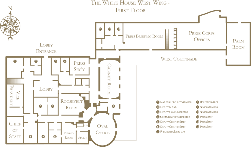 Free Png President Bunker White House Png Images Transparent - White House West Wing Floor (850x498), Png Download