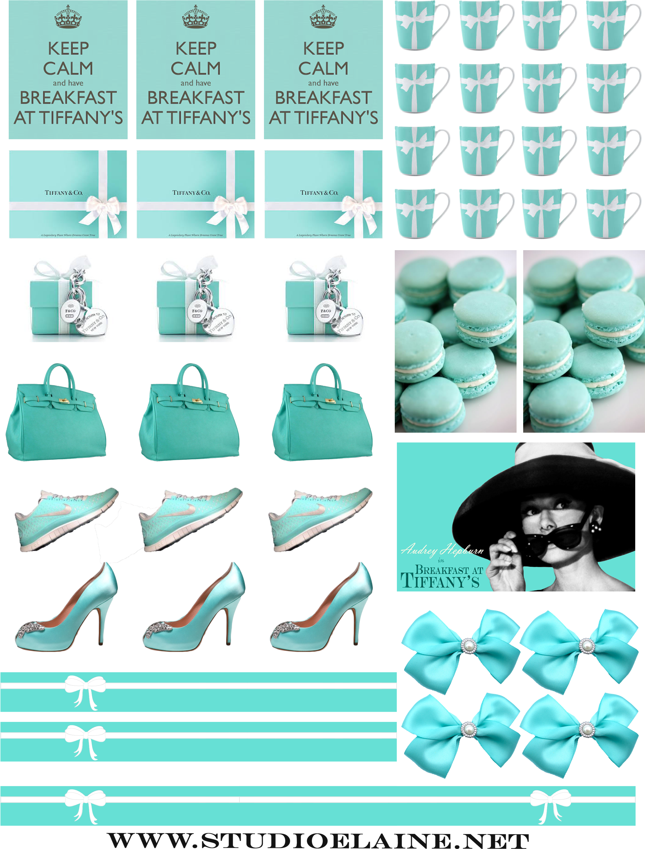 Tiffany Inspired Free Sticker Sheet - Breakfast At Tiffanys Stickers (2550x3300), Png Download