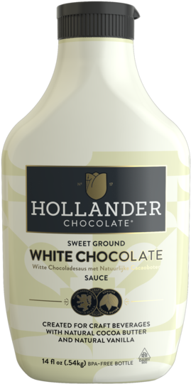 03 White Chocolate Front - Glass Bottle (1000x563), Png Download