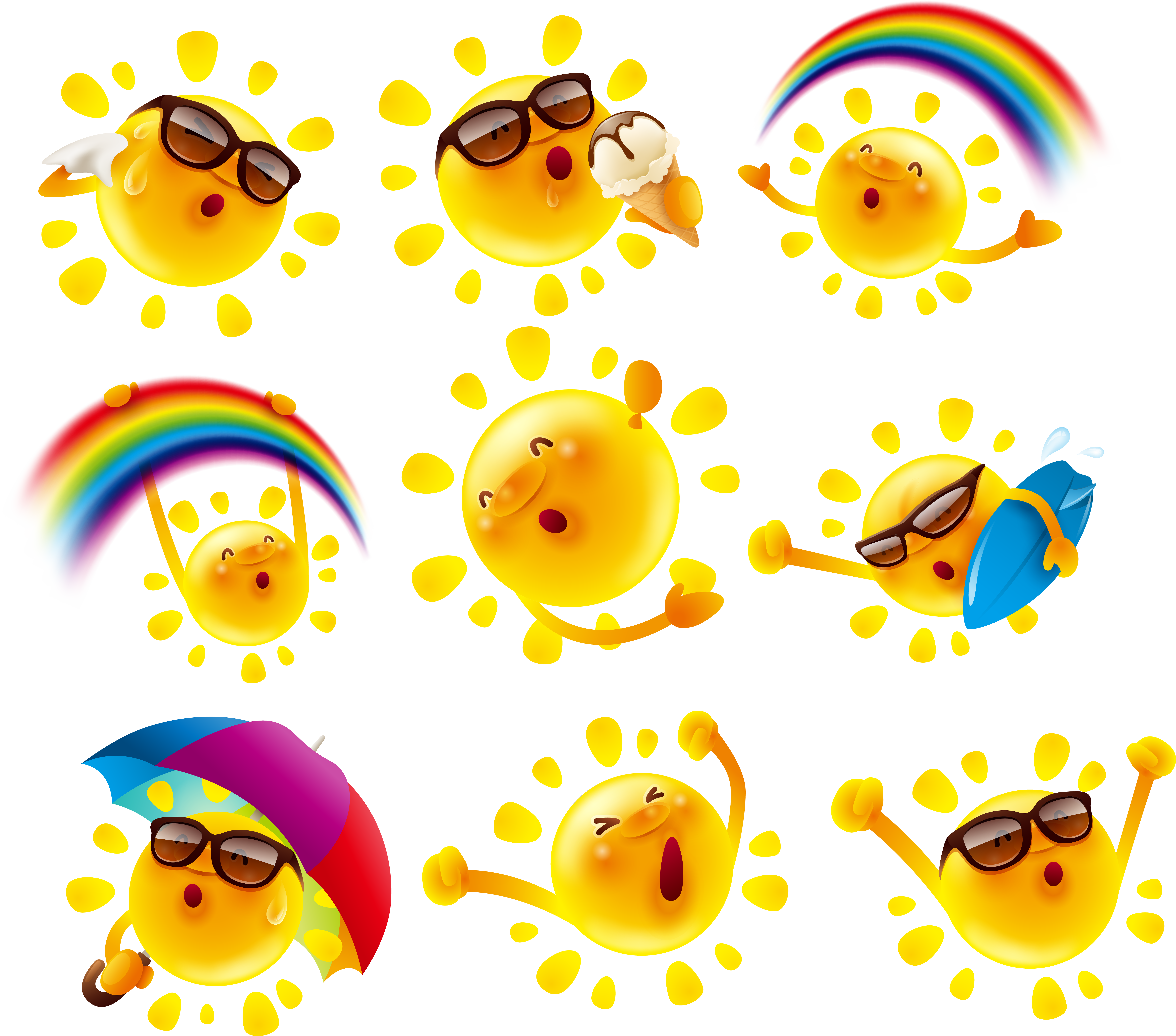 Cute Poster Material Illustration Vector Design Sun - Vector Graphics (7083x6240), Png Download