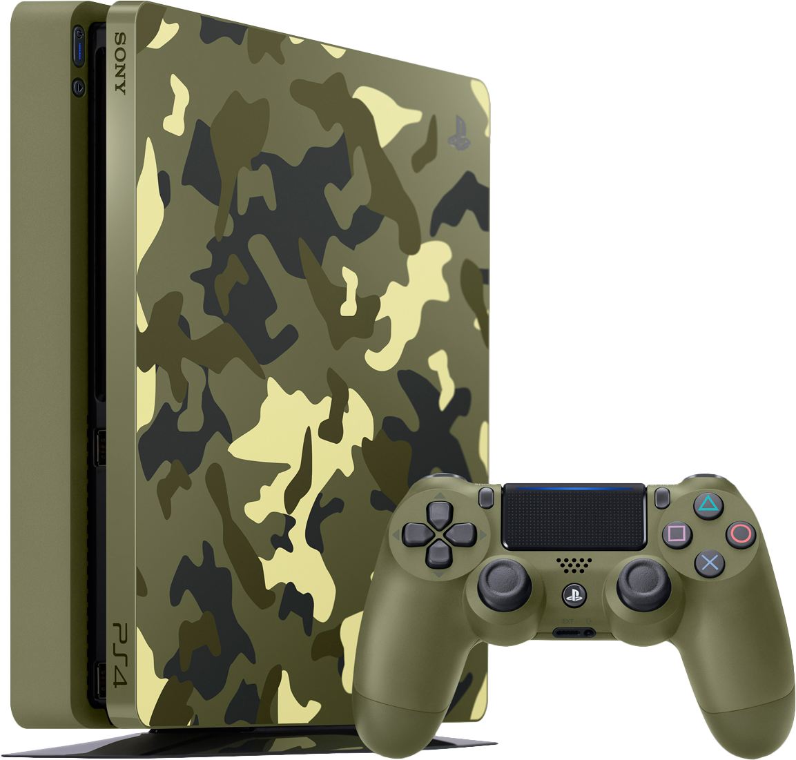 Ps4 Slim 1tb Console Limited Green Camouflage Call - Ps4 Slim Ww2 Edition (1153x1101), Png Download