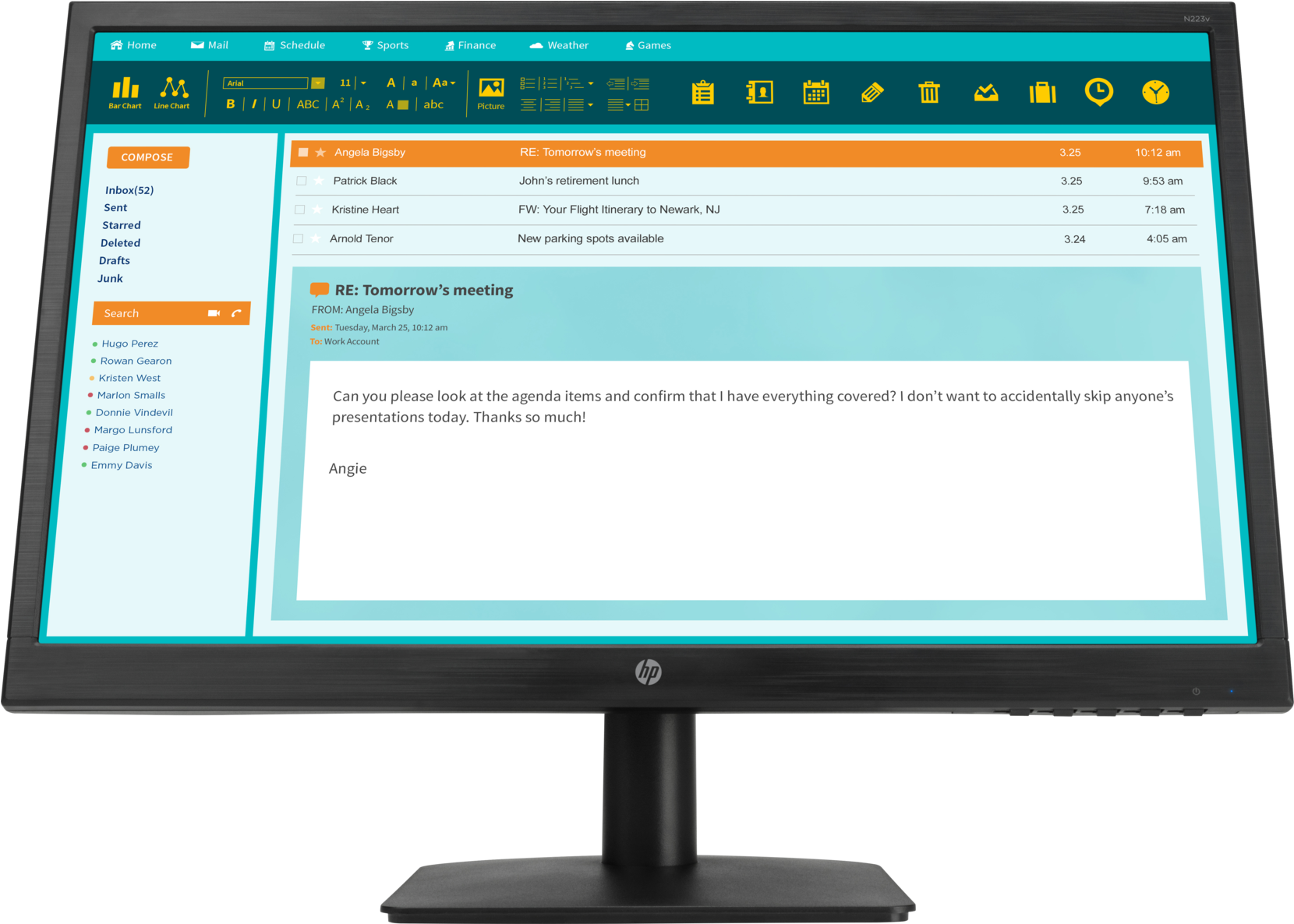 Description For Hp N223v Led Monitor - Hp N223v (1659x1246), Png Download
