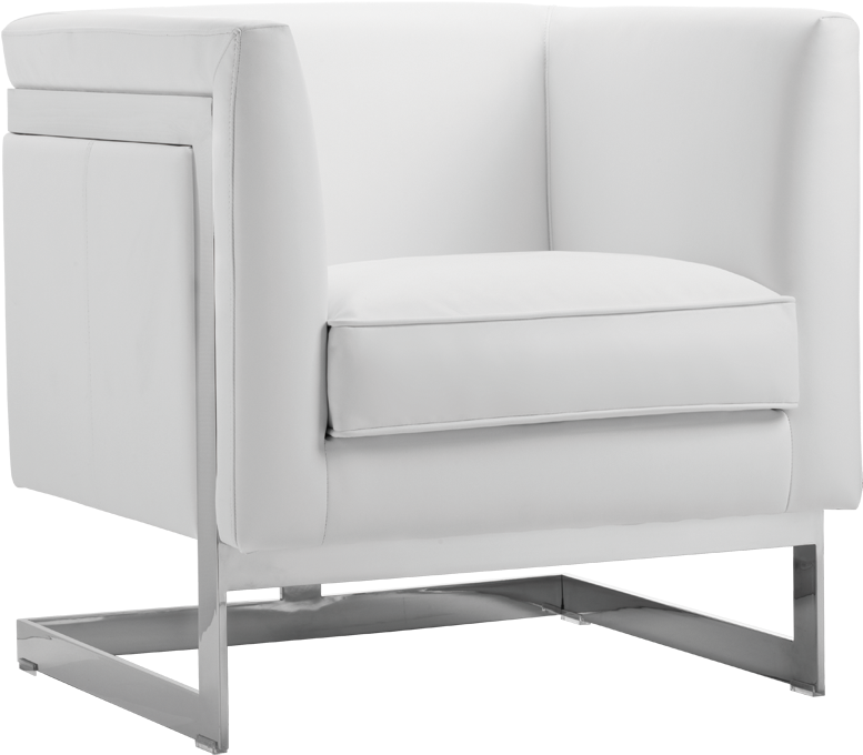 Aiken Armchair White Leather - White Armchair Png (1000x800), Png Download
