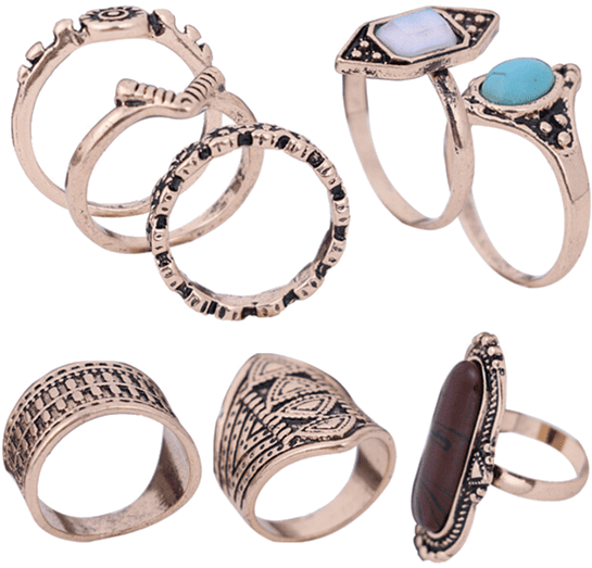 Dropshipping For Faux Gem Turquoise Engraved Ring Set - Earrings (600x798), Png Download