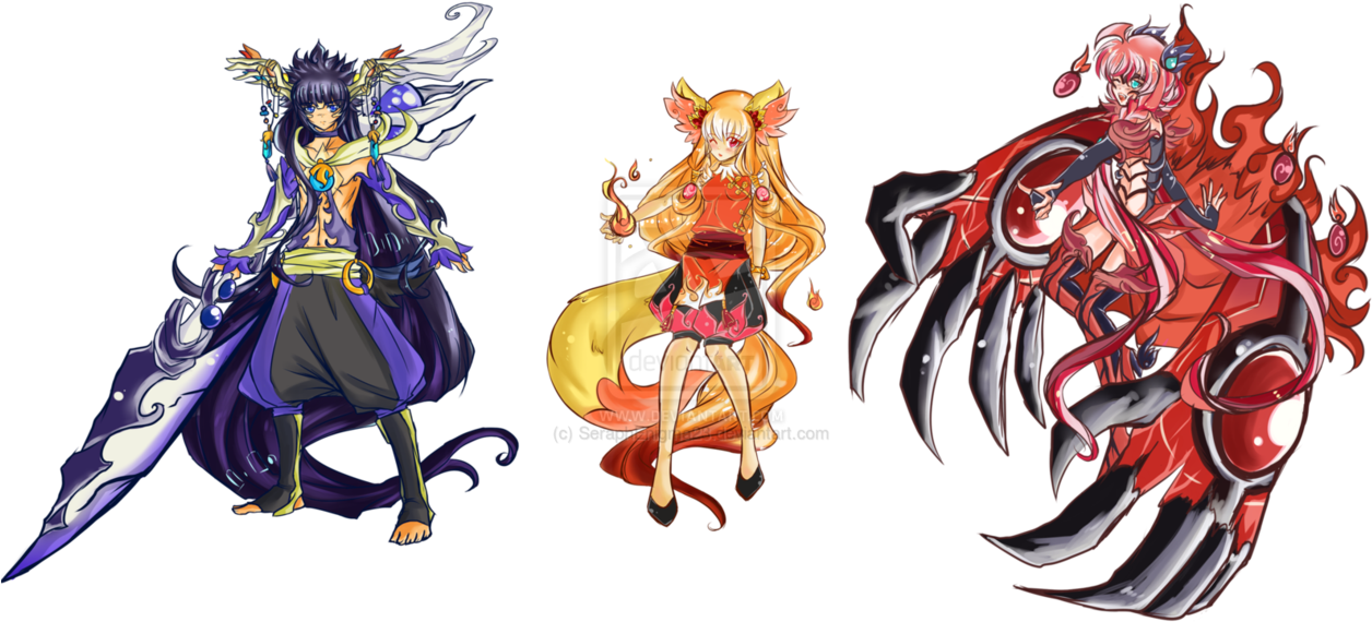 {from Left To Right} Xerneas, Fennekin, Yveltal - Xerneas And Yveltal Gijinka (1264x632), Png Download