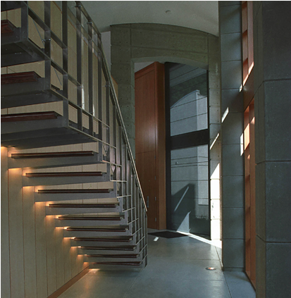 Stairway, Handrail, And Mezzanine Guardrail Of Blackened - Kundig Guardrail (822x422), Png Download